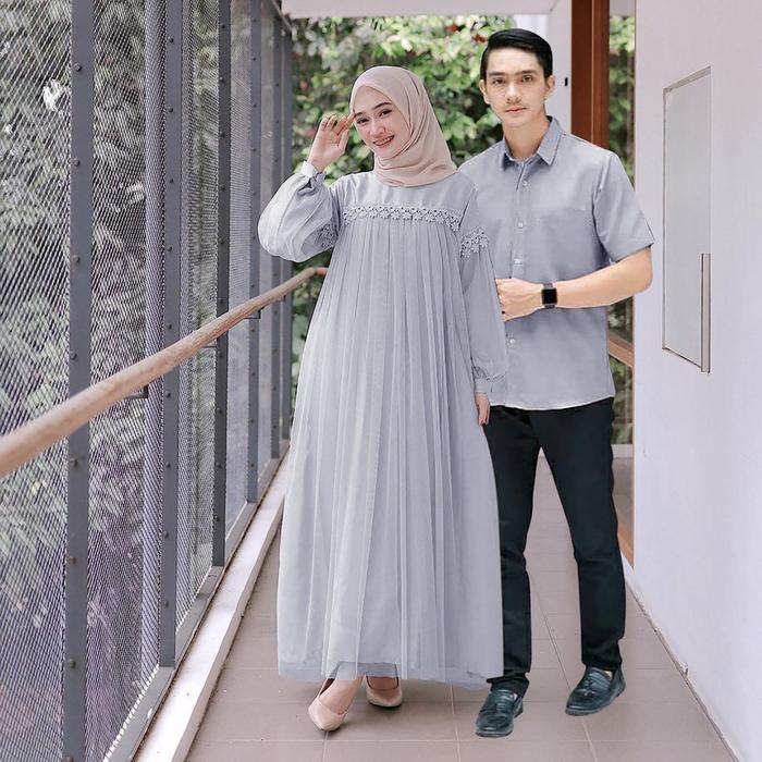 Jual nuraini couple baju pasangan kemeja gamis tutu tile Outfit