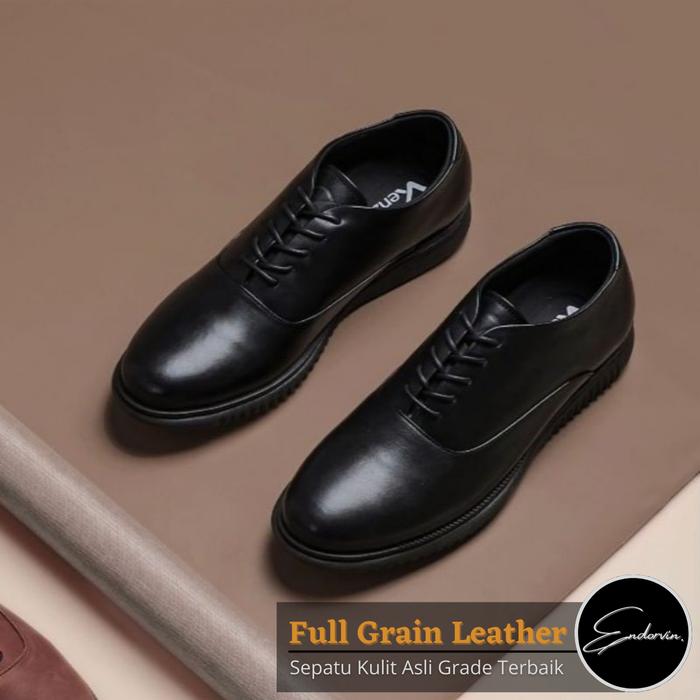 Gambar Sepatu Pantofel Kulit Asli Hitam Kerja Formal Pantopel Nikah Pria Ori - 44 dari Endorvin undefined Tokopedia