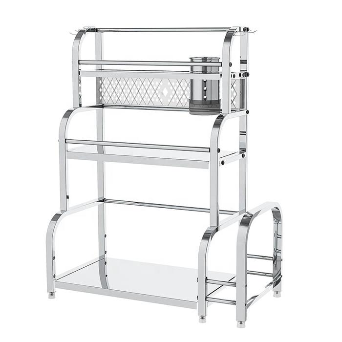 Gambar Kitchen Rack Rak Bumbu Susun 2 3 Full SET Organizer Pisau Dapur Stainless Multifungsi Kitchenware  Peralatan Seasoning Steel - 3 Tingkat-30cm dari MAIHAUSES undefined Tokopedia
