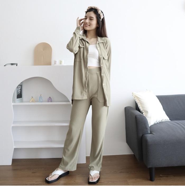 Gambar MSMO Karina Set Long Knit - sage dari MSMO.ID undefined Tokopedia