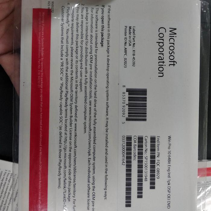 Gambar ORIGINAL WINDOWS 10 PROFESSIONAL 64 BIT WIN 10 PRO x64 WIN 10 OEM dari kedaionline77 undefined Tokopedia