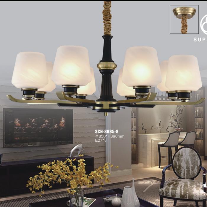 Gambar Lampu Gantung Model Lampion Minimalis Art Deco Hias Ruang Tamu 8885 - 8885-8 dari Mulia Mas Lighting_NEW undefined Tokopedia