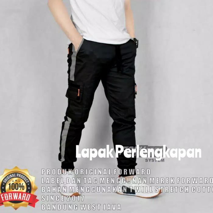 Celana Joger Cargo Pria Wanita unisex (list) Abu-abu, XL