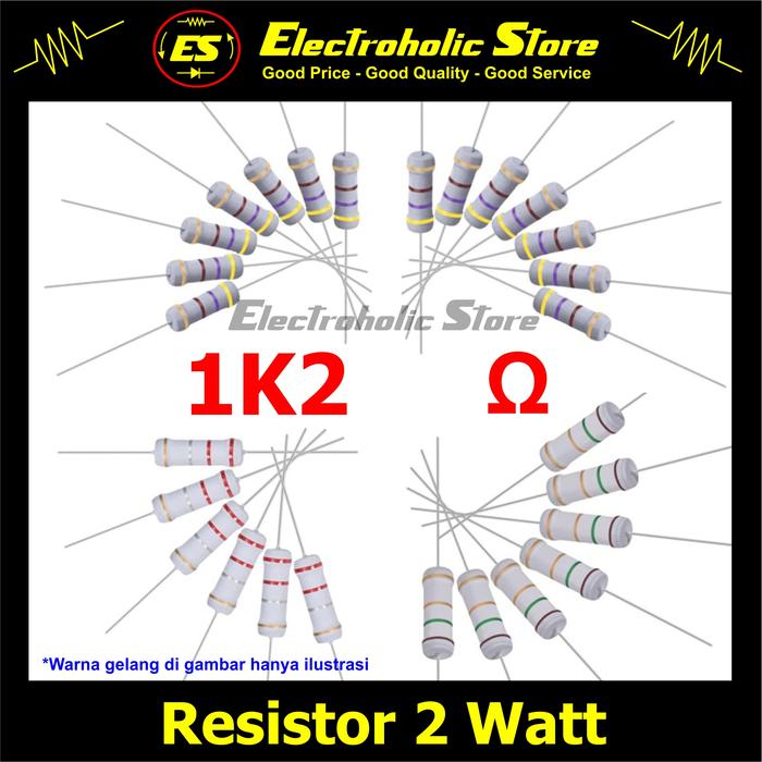 Gambar Resistor 2W 1K2 Ohm 2 Watt 2Watt 1K2ohm 1200 Tahanan dari Electroholic Store undefined Tokopedia