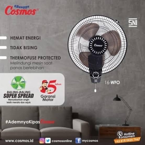 Gambar Wall fan cosmos 16 wfg kipas angin hitam - wfo dari Sk bali undefined Tokopedia