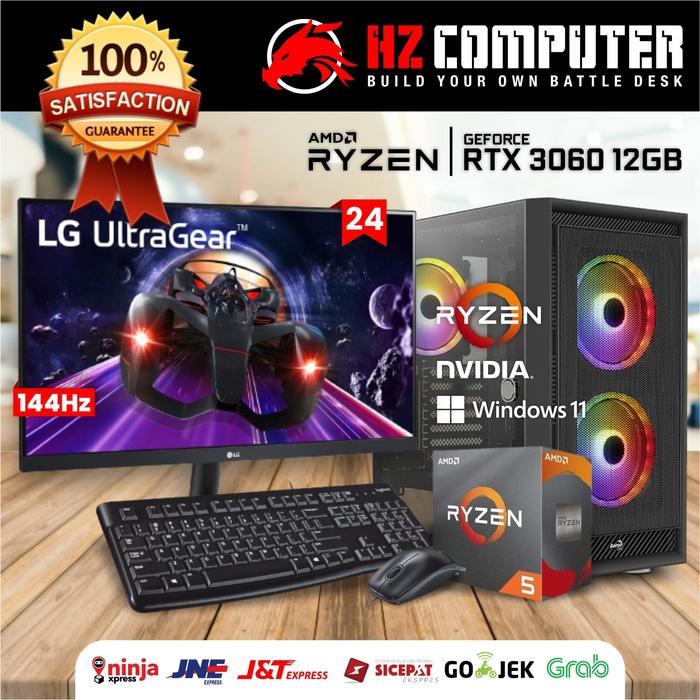 Jual PC Gaming AMD Ryzen 3600 RTX 3060 12GB LED 24 Inch