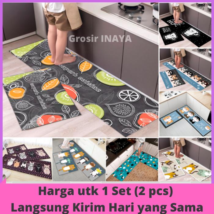 Gambar Keset Lantai Dapur / Keset Rumah Set 2 in 1 Panjang Anti Slip TerMurah - Random dari Grosir Inaya undefined Tokopedia