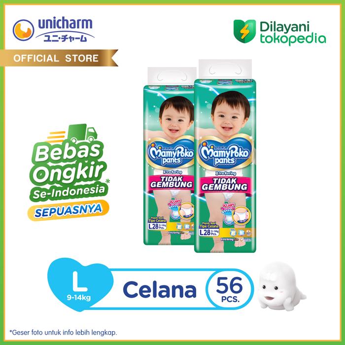 Promo Harga Mamy Poko Pants Xtra Kering Slim Tidak Gembung L28 28 pcs - Tokopedia