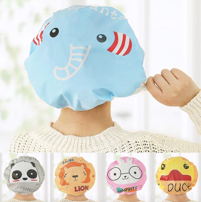 Gambar Shower Cap Karakter Kartun Penutup Rambut Kepala Mandi Topi Lucu Tutup - RANDOM dari Home Decor Zega undefined Tokopedia