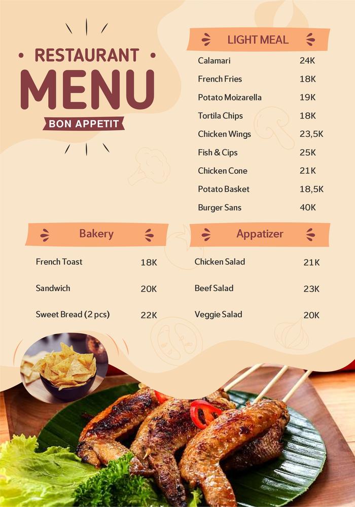 Jual Cetak Menu ukuran a4 - 20x30 kertas Tebal - Menu 5 - Kab. Malang ...