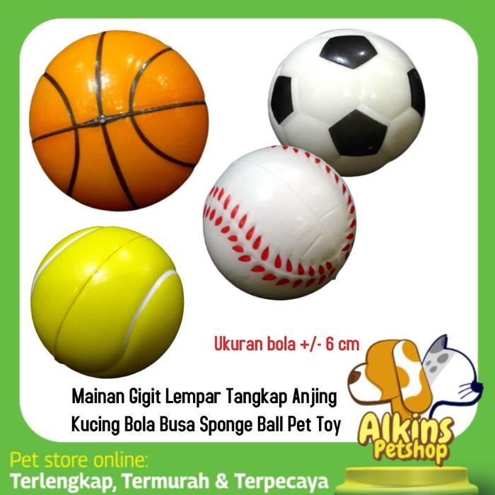 Gambar Mainan Bola Gabus Busa Hewan Anjing Kucing - Sponge Ball Dog Cat Toys dari Alkins Pet Shop undefined Tokopedia