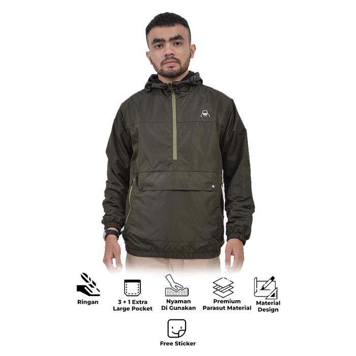Jual BREY Jaket Pria Cagoule Parasut Maze Jacket - Army, XL - Kota ...
