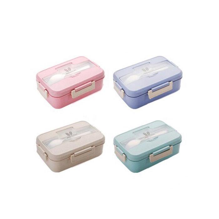 Gambar Kotak Makan Jerami Lunch Box Gandum Wheat Tempat Bento Alat Sendok Set - Tanpa Handle dari Sejati Official Store undefined Tokopedia