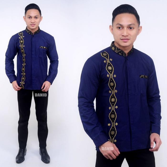 Gambar Gamis Couple Baju Koko Modern Kombinasi Lengan Panjang Biru Navy Polos - Pria M dari Batik Rhizqy Pekalongan undefined Tokopedia