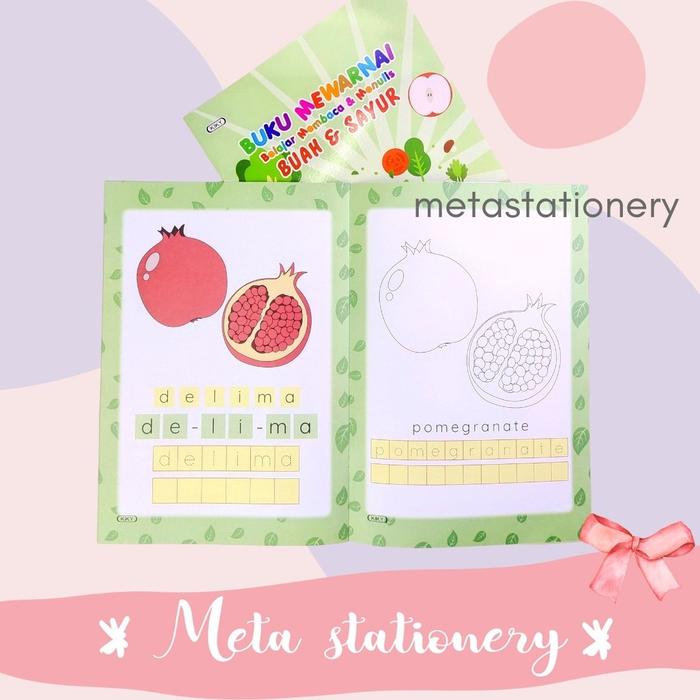 Gambar Buku Belajar Membaca dan Mewarnai Kiky - Buah dan Sayur dari Meta Stationery undefined Tokopedia