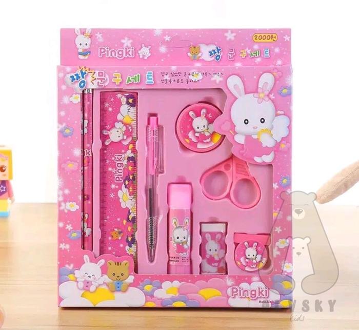 Gambar ALAT TULIS SEKOLAH ANAK KARAKTER 9 IN 1 / PENSIL SET LENGKAP Biru Pena - Merah Muda dari ALVSKYKIDS undefined Tokopedia