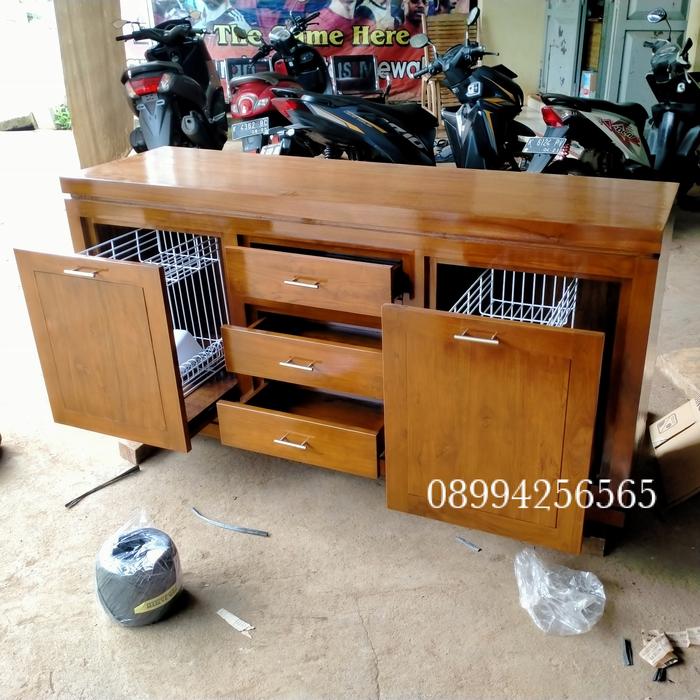 Jual meja dapur kayu jati jepara bufet rak piring kitchen set - Kab