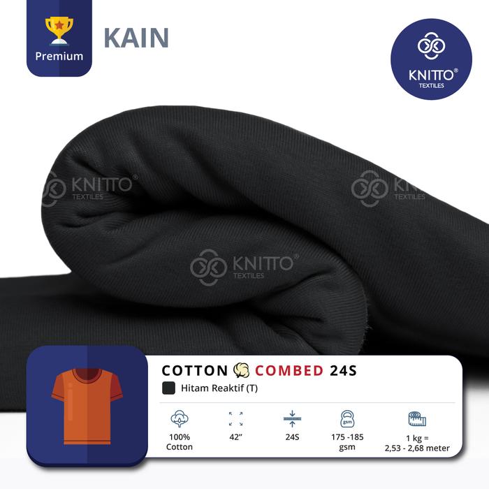 Gambar KAIN COTTON COMBED 24S HITAM REAKTIF (BAHAN KAOS) dari Toko Bahan Kaos & Kain Knitto undefined Tokopedia