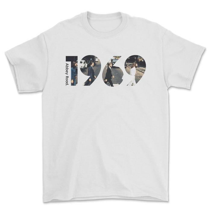 KAOS BAND THE BEATLES ABBEY ROAD TSHIRT MUSIC Hitam, XL