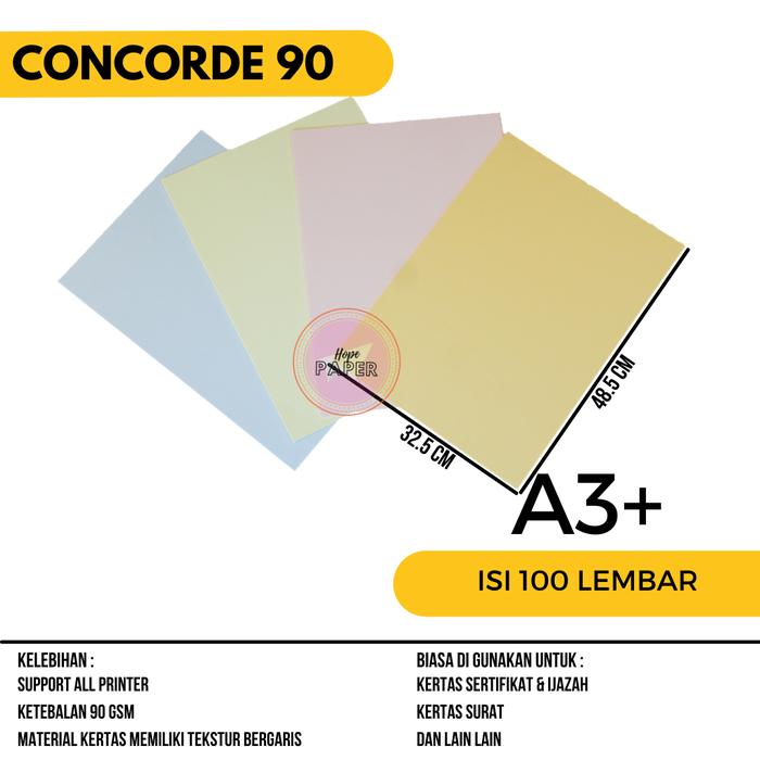 Gambar Kertas Concorde A3 Plus 90 Gsm isi 100 lembar / Concorde 90 gr A3+ - Putih dari Hope Paper undefined Tokopedia
