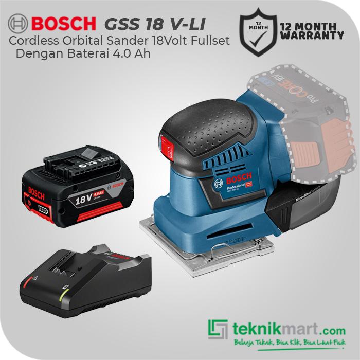 Gambar Bosch GSS 18V-LI 18Volt Cordless Orbital Sander / Mesin Amplas Baterai - FULLSET 4.0 AH dari Teknikmart undefined Tokopedia