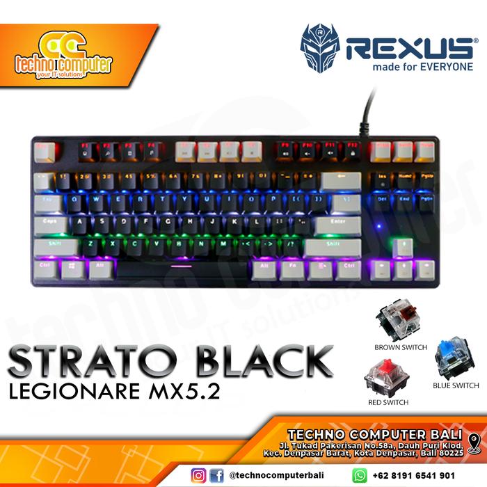 Gambar KEYBOARD GAMING Rexus Legionare MX5.2 / MX 5.2 / MX52 TKL Mechanical - Black Grey, RED dari Techno Computer Bali undefined Tokopedia