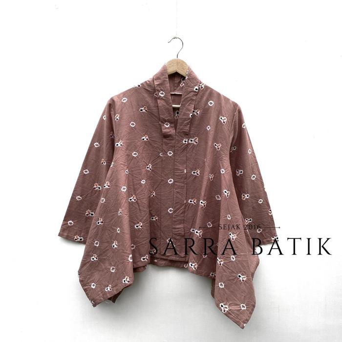 Gambar PREMIUM Blus Batik Jumputan Coklat Wanita Cantik Katun Solo Kartini - Coklat Susu, BAHAN KAIN dari Adora Batik undefined Tokopedia