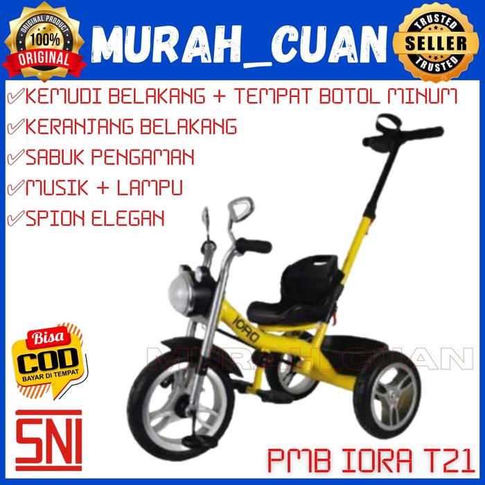 Gambar Sepeda Anak Roda Tiga PMB IORA T 21 Baby Tricycle Gowes Dorong Roda 3 - Kuning dari MurahcuanBike undefined Tokopedia