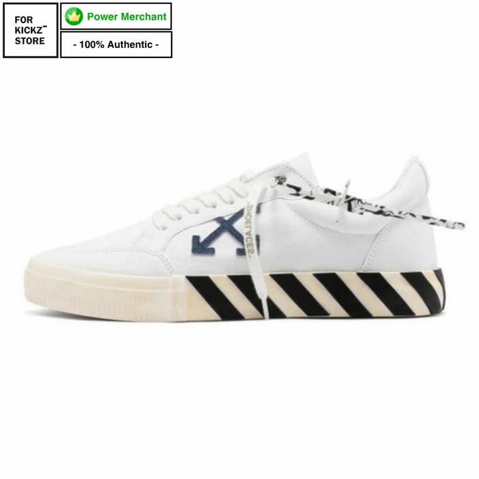 Jual OFF-WHITE LOW VULCANIZED CANVAS WHITE NAVY BLUE 45 Kota