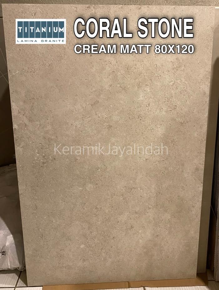 Gambar TITANIUM LAMINA GRANITE TILE 80 x 120 GLOSSY MATT GOLDEN RATIO - CORAL STONE CRE dari keramikjayaindah undefined Tokopedia