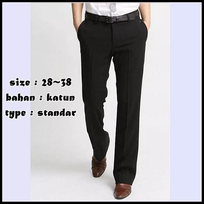 Gambar Celana Formal Pria Celana Kantor Bahan Katun Polyester - Hitam, 35 dari Kakania Olshop undefined Tokopedia