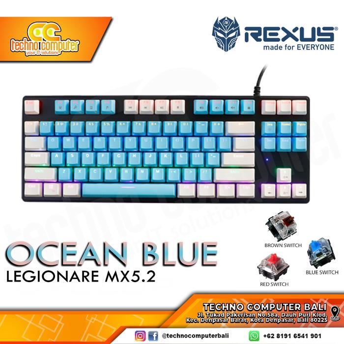 Gambar KEYBOARD GAMING Rexus Legionare MX5.2 / MX 5.2 / MX52 TKL Mechanical - Blue White, RED dari Techno Computer Bali undefined Tokopedia