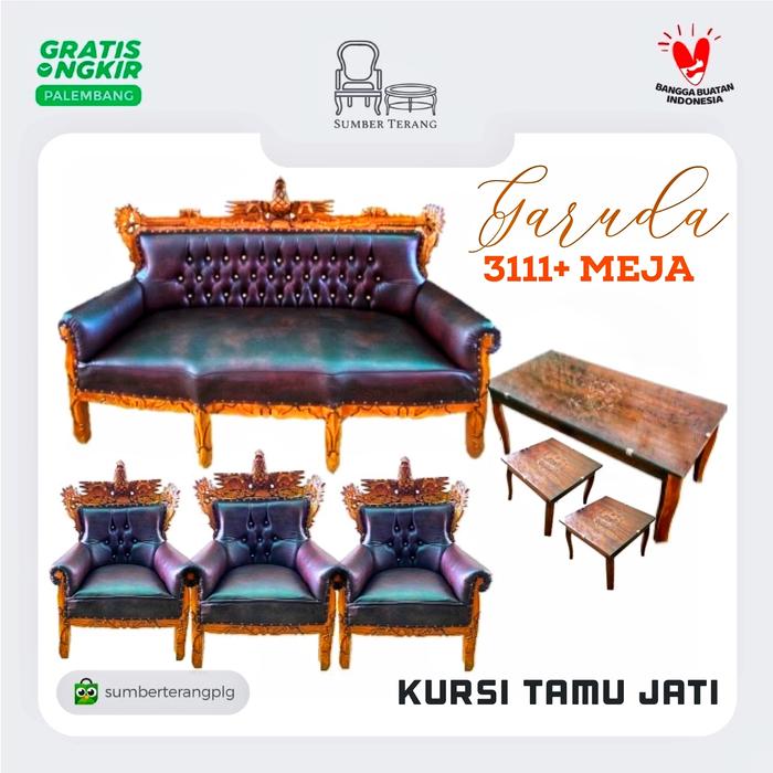 Gambar Kursi Tamu Jati Jepara Garuda 3111 / Kursi Kayu Jati / Set Kursi Tamu dari Sumber Terang PLG undefined Tokopedia