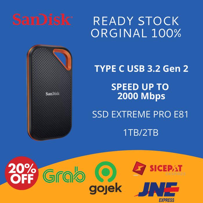 新品未開封】SanDisk Extreme PRO せせこましい 2TB ポータブルSSD