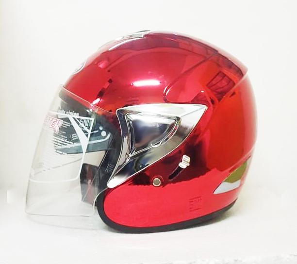 Jual Helm NTC DOUBLE VISOR Half Face Clear Visor RED CHROME