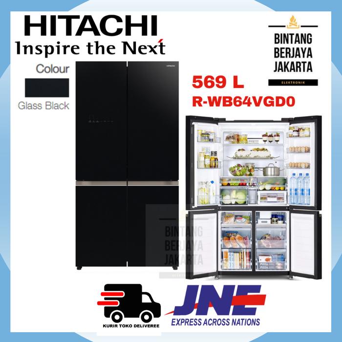 Gambar HITACHI Kulkas 4 Pintu Bottom Freezer R-WB64VGD0 GBK - 569 L RWB64VGD0 dari Bintang Berjaya Jakarta undefined Tokopedia