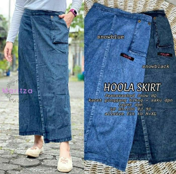Gambar HOLA SKIRT ROK JEANS KEKINIAN - SNOWBLACK dari HIJAB STYLISH STORE undefined Tokopedia