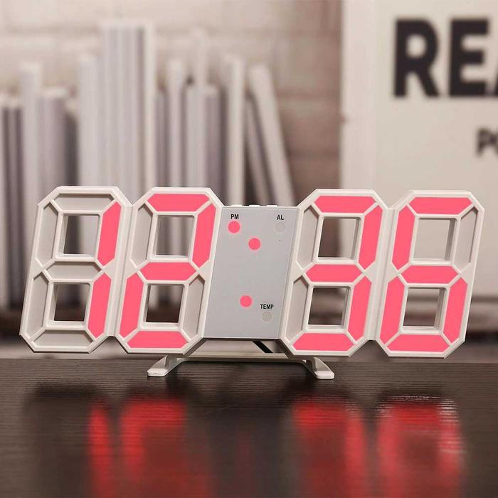 Gambar Jam Meja LED Digital Clock Modern Minimalis - Putih Merah dari Qstock undefined Tokopedia