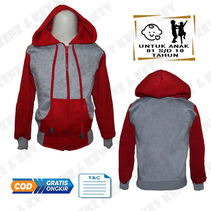 Gambar JAKET ANAK LAKI LAKI 2 TAHUN S/D 10 TAHUN ULTRAMAN ABU COMBI MERAH - POLOS ACM, 3XL dari Kevi fashion undefined Tokopedia