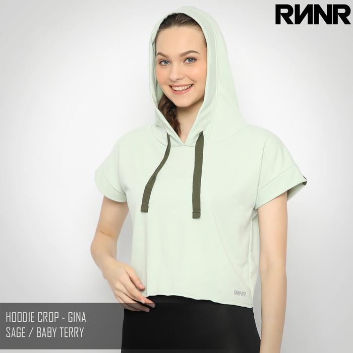 Gambar HOODIE CROP SPORT GYM LARI BAJU SENAM SWEATER WANITA LENGAN PENDEK - Hijau, L dari RNNR.id undefined Tokopedia