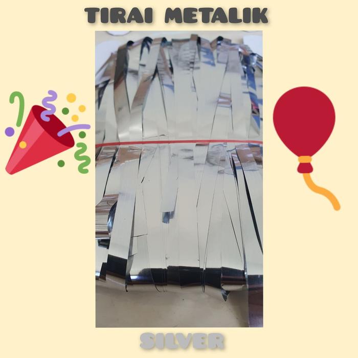 Gambar Tirai Foil / Foil Curtain / Tirai Balon / Rumbai Foil / Party Backdrop - Perak dari Pabrik Metalik undefined Tokopedia