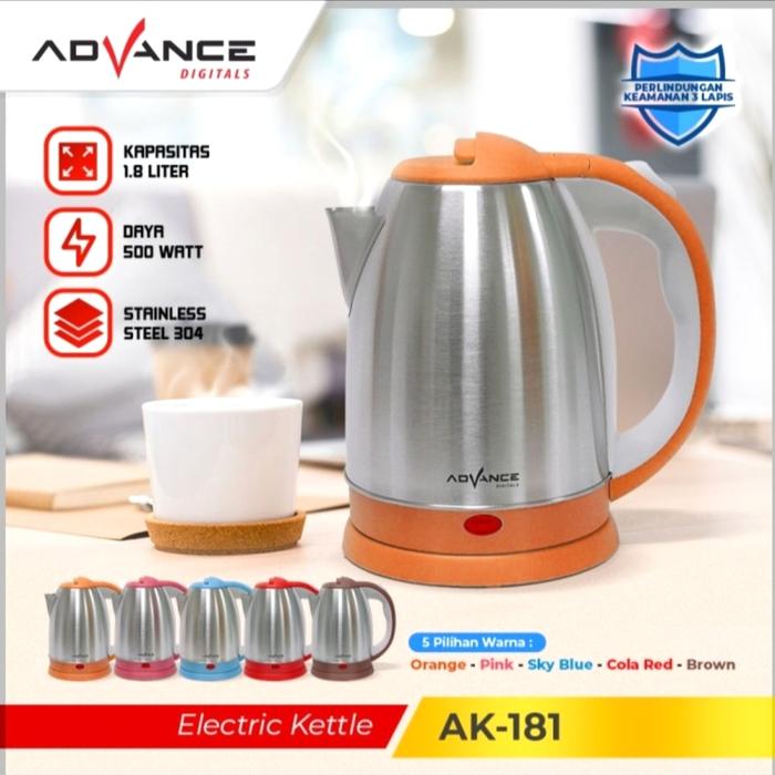 Gambar ADVANCE AK-181 ELECTRIC KETTLE 1.8 LITER/TEKO LISTRIK 1.8 LITER - Merah dari Cahaya Com Bekasi undefined Tokopedia