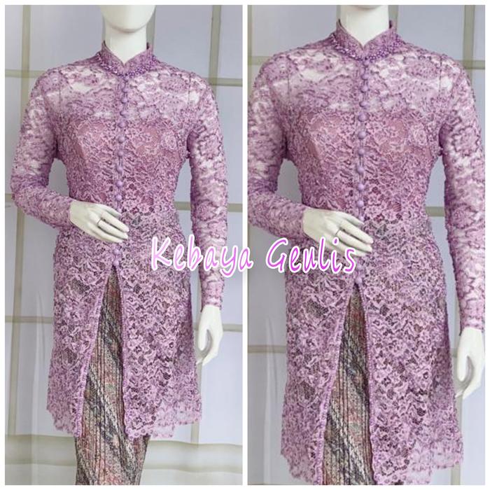 Gambar atasan kebaya ibu besan kebaya brokat modern TERBARU - lilac, S dari KEBAYA GEULIS undefined Tokopedia