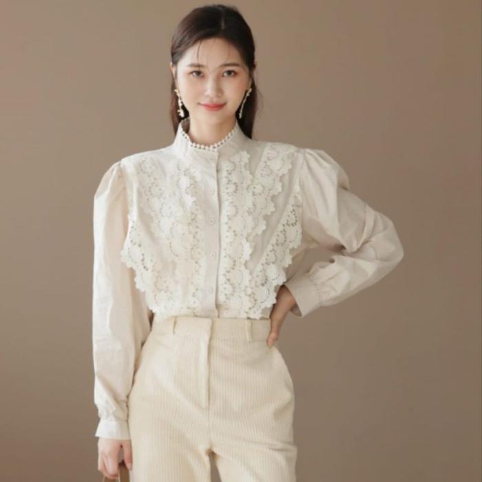 Gambar Atasan Blouse MISOURI CROCHET Import/Baju Kemeja Katun Lace Wanita New - Cream dari Dewi Id undefined Tokopedia