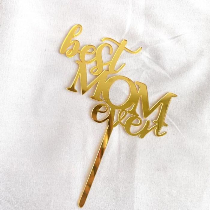 Gambar Cake topper akrilik Happy Birthday Mama / Papa gold - Best Mom dari JihanaShop1 undefined Tokopedia