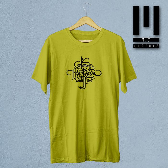 Gambar Kaos baju lebaran selamat idul fitri tulisan arab bahan katun - Kuning, XL dari McClothes undefined Tokopedia