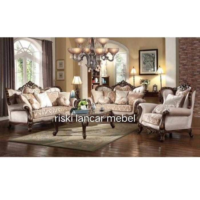 Gambar kursi sofa tamu jati ukir mewah klasik furniture jepara sultan luxury dari riski lancar mebel undefined Tokopedia