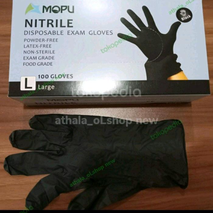 Safe Gloves Nitrile BLACK Nitrile Gloves BLACK ** Size S **  hitam-mopu, M