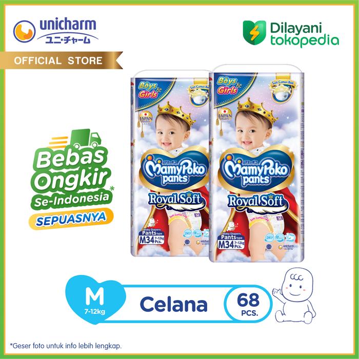Promo Harga Mamy Poko Pants Royal Soft M34 34 pcs - Tokopedia