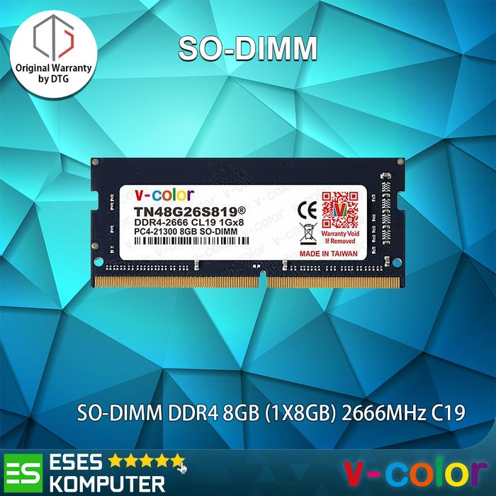 Gambar RAM Laptop v-color SO-DIMM DDR4 8GB 2666MHz CL19 dari ESES Komputer undefined Tokopedia